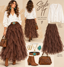 Load image into Gallery viewer, Espresso Tired Tulle Skirt