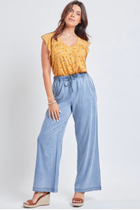 Chambray Wide Straight Pants