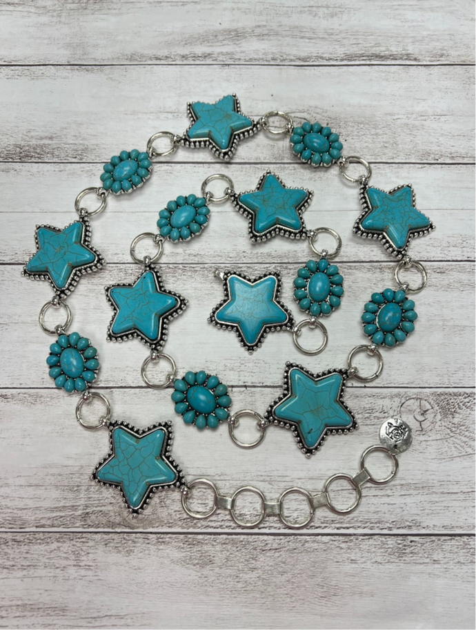 Turquoise Star Concho Belt