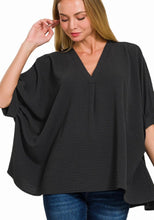 Load image into Gallery viewer, Woven Airflow V-neck Puff Sleeve Top