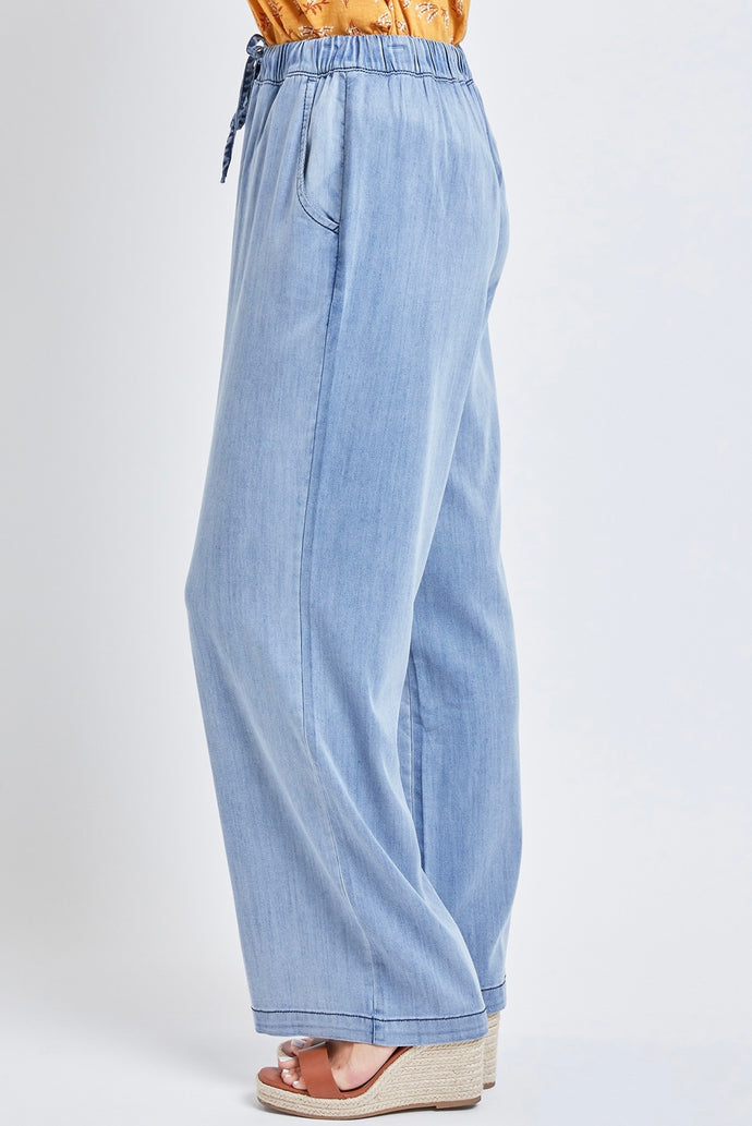 Chambray Wide Straight Pants