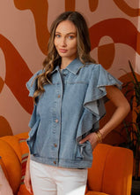 Load image into Gallery viewer, Denim Ruffle Flutter Top