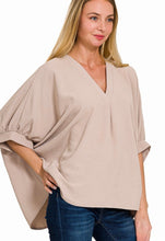 Load image into Gallery viewer, Woven Airflow V-neck Puff Sleeve Top