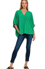Load image into Gallery viewer, Woven Airflow V-neck Puff Sleeve Top