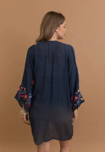 Load image into Gallery viewer, Navy Floral Embroidered Kimono