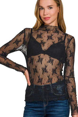 Lace See-Through Layering Top