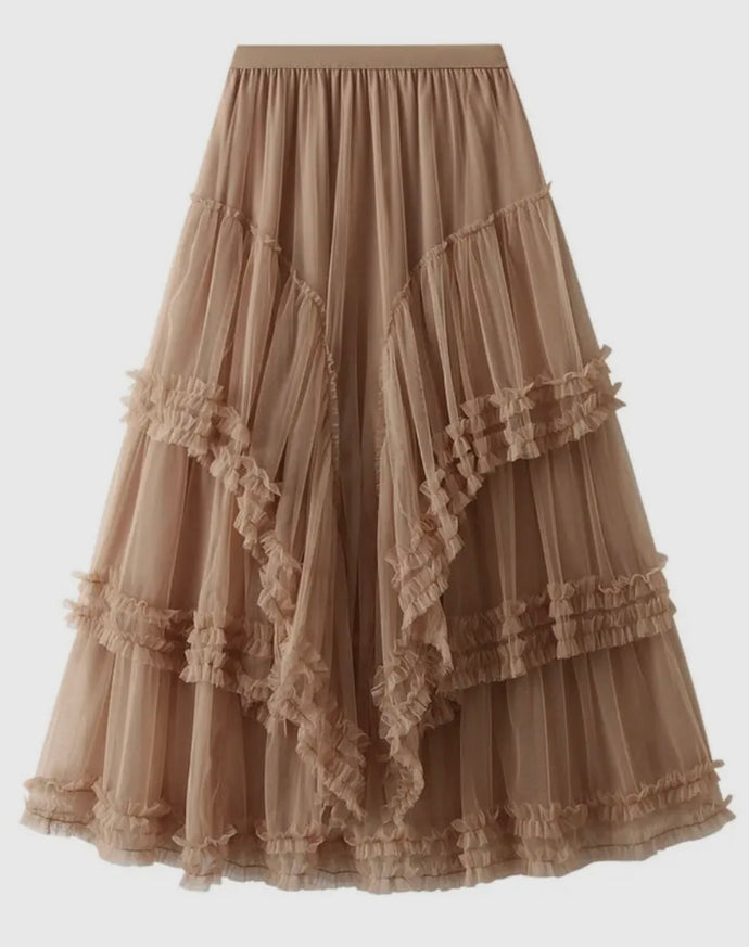 Layered Ruffle Maxi Skirt