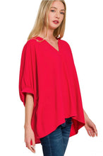 Load image into Gallery viewer, Woven Airflow V-neck Puff Sleeve Top