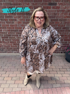 Hissy Snake Print Tiered Dress