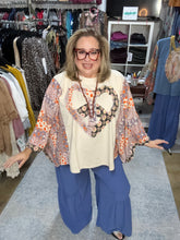 Load image into Gallery viewer, Heart &amp; Peach Flower Patch Poncho Top