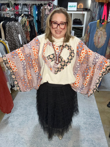 Heart & Peach Flower Patch Poncho Top