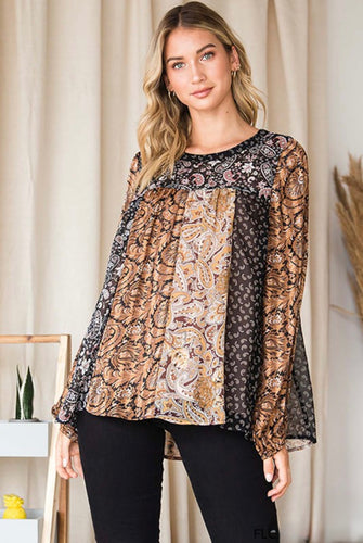 Soft Chiffon Floral Paisley Mix Top