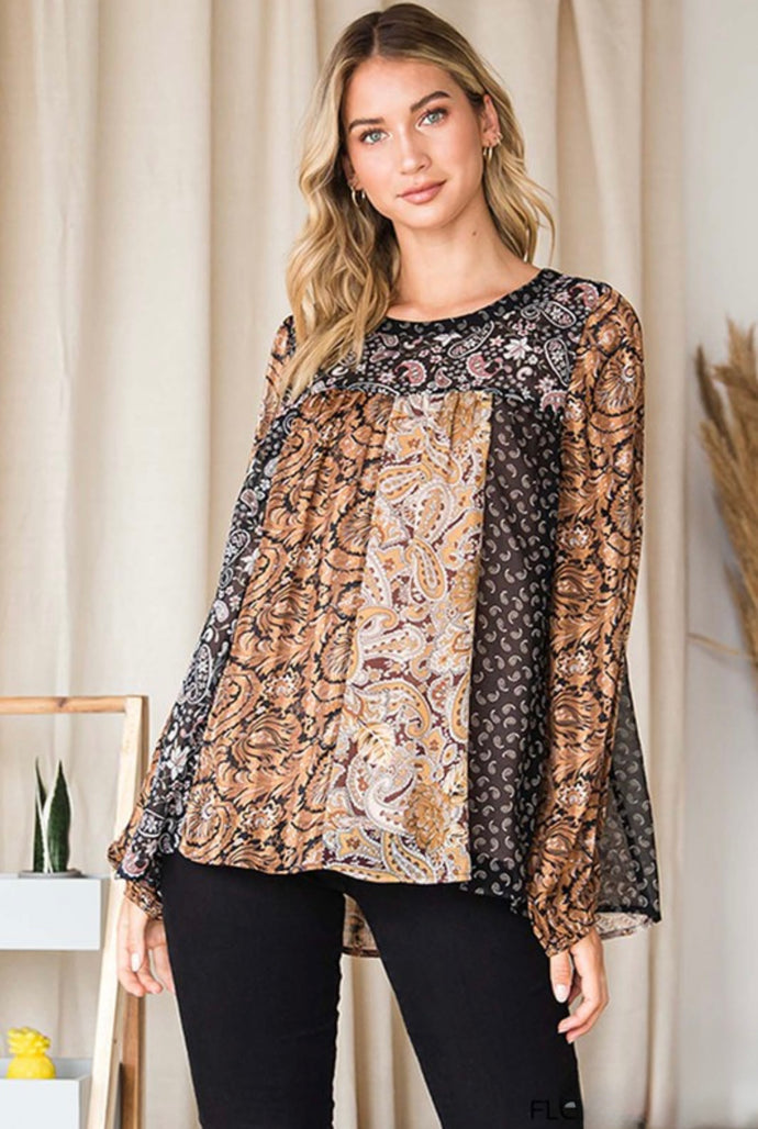 Soft Chiffon Floral Paisley Mix Top