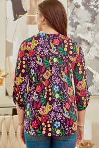 Plum Fall Floral Lizzie