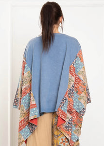 Virgin Mary Print Kantha Poncho Top