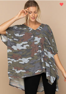 Camouflage V Neck Tunic