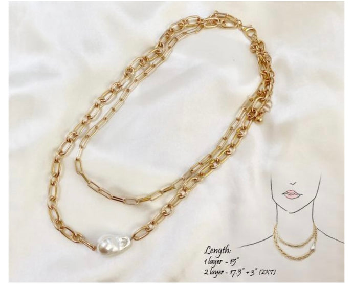 Baroque Pearl Double Layer Necklace