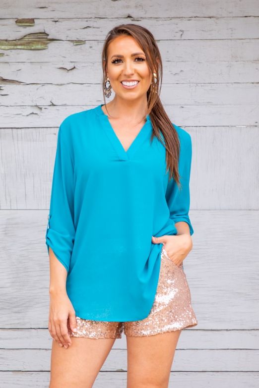 Turquoise Sheer Top