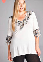 Load image into Gallery viewer, Creamy V Neck Tunic with Fringe Detail