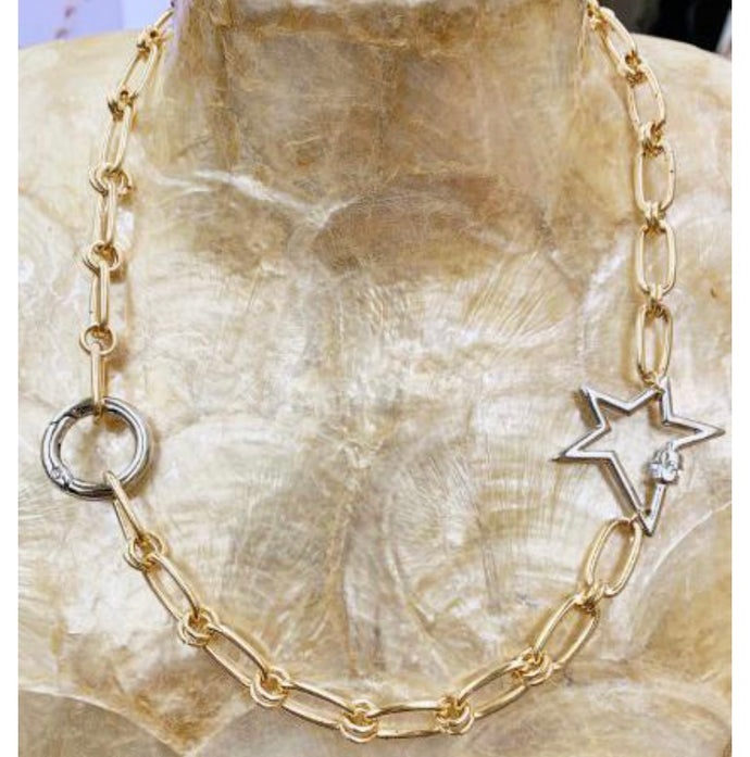 Star & Circle Link Chain Necklace Set