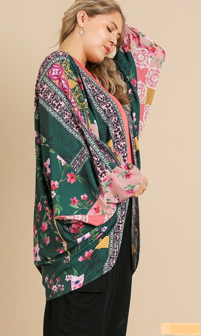 Forest Scarf Print Kimono