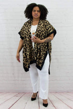 Load image into Gallery viewer, Leopard Kimono with Stripe Border