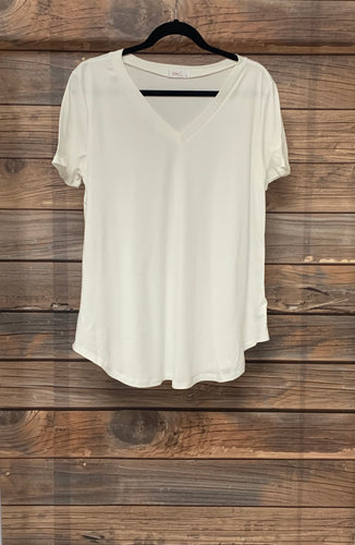 White Basic V Neck