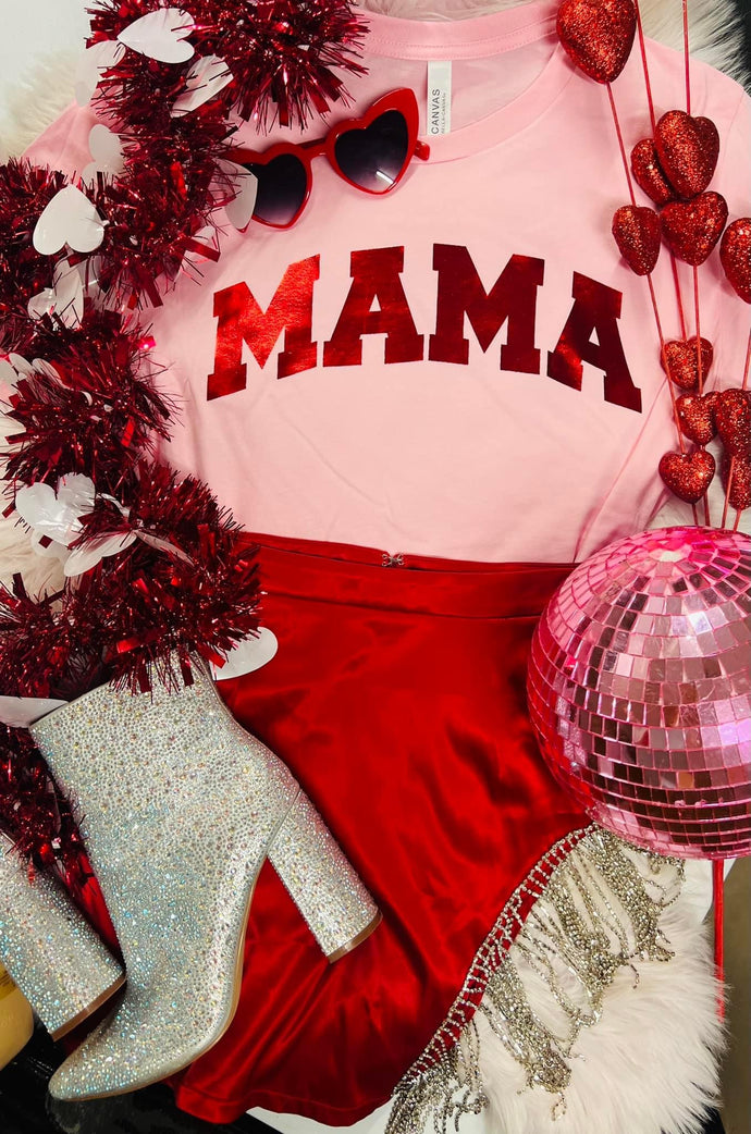 Pink/Red Foil Mama Tee
